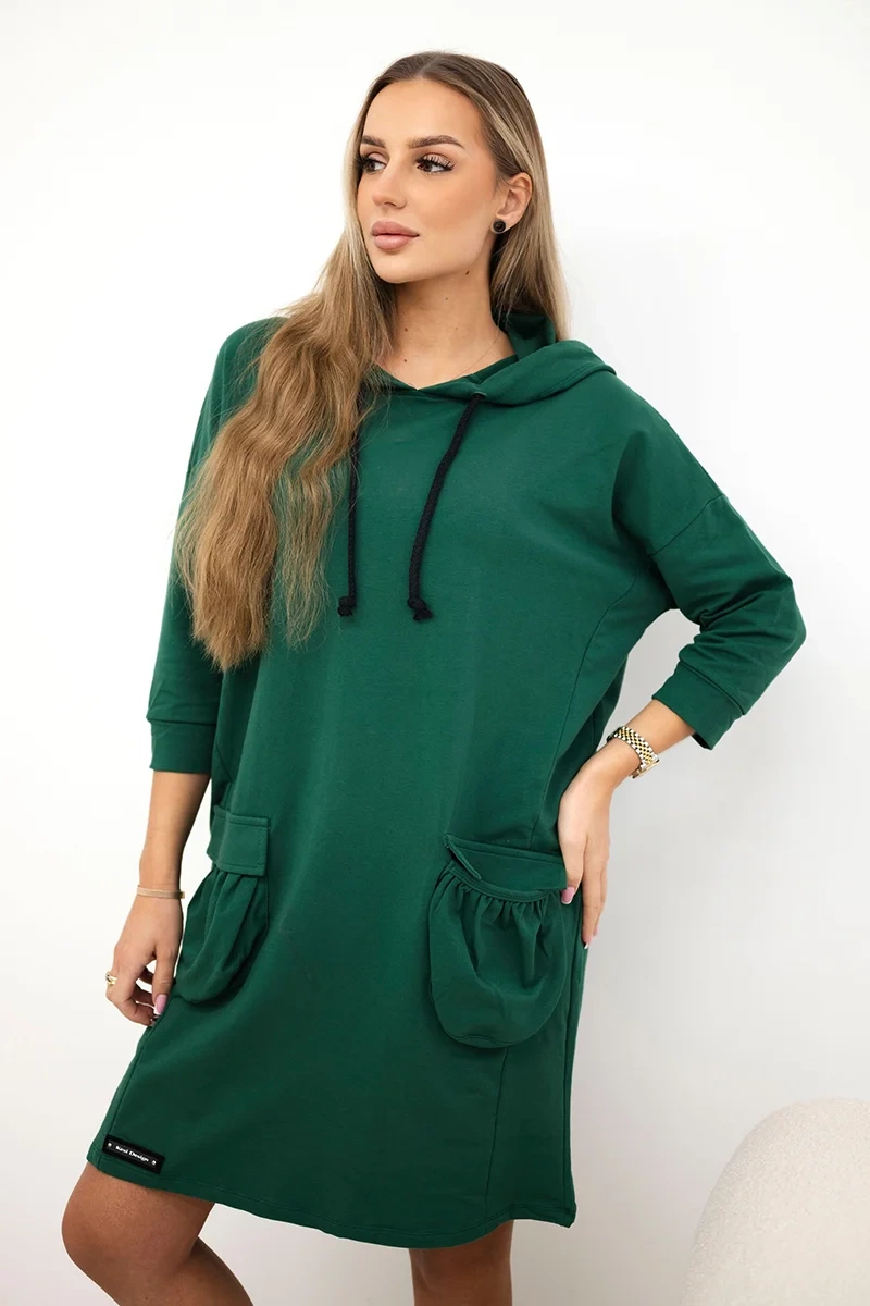 Dark green dress with a hood
