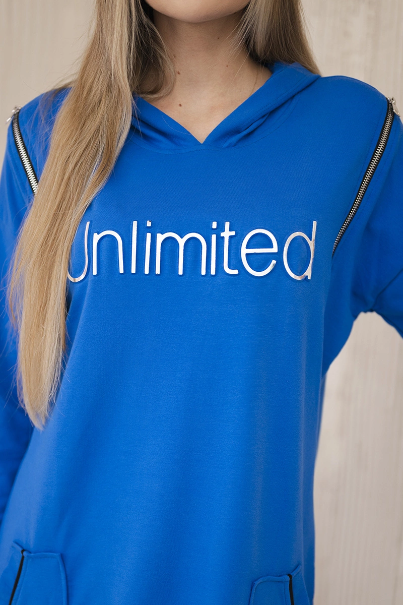 Dress with the inscription unlimited purple blue