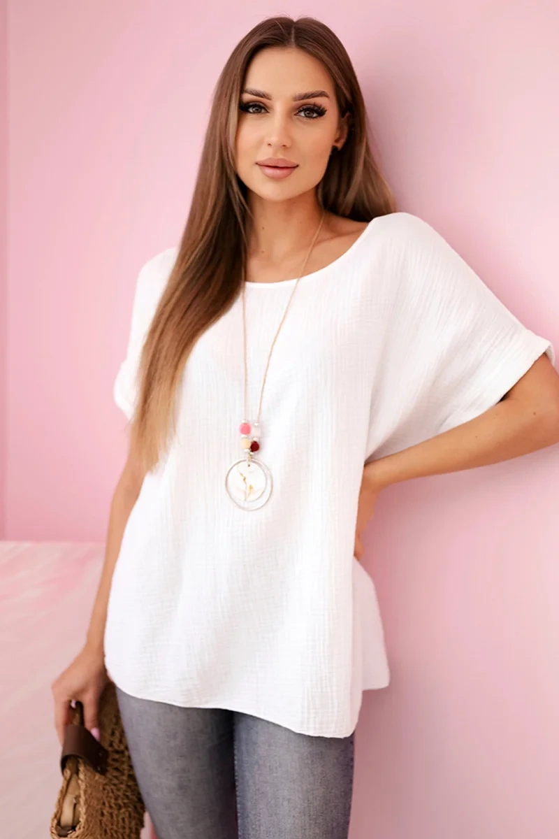 Kesi Włoski Muslin blouse with a necklace white