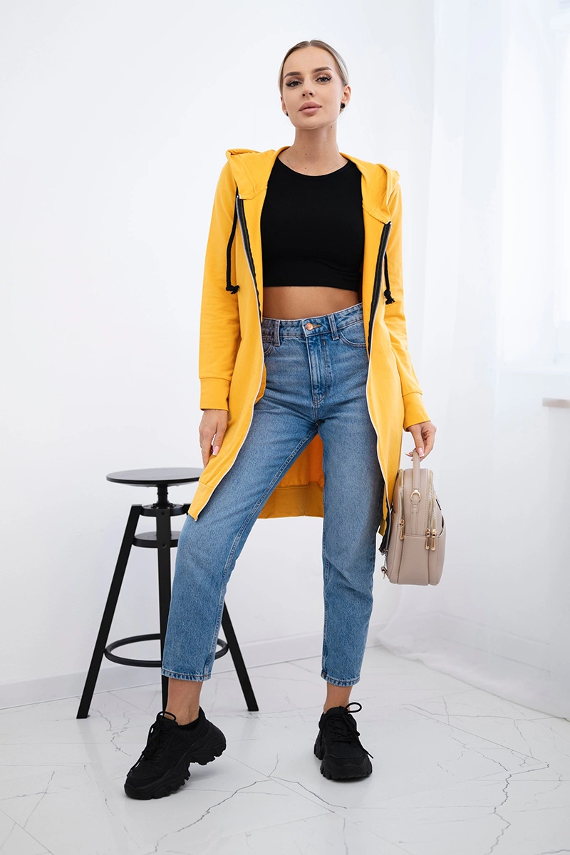 Women&#039;s long hoodie Kesi - mustard