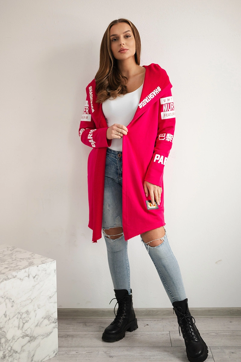 Coat with subtitles fuchsia
