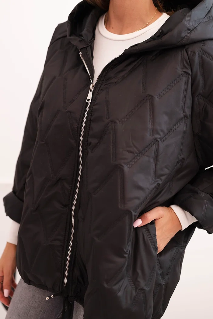Kesi Włoski Women's quilted jacket with a hood black