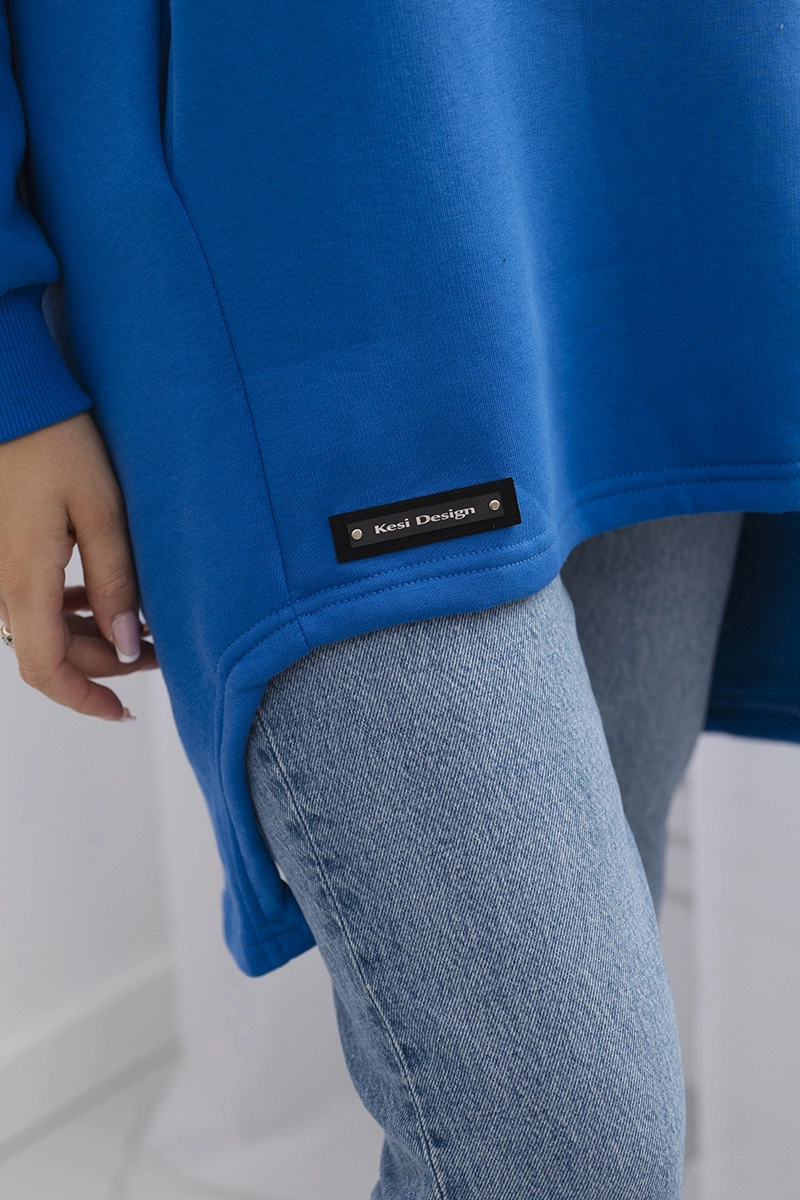 Insulated sweatshirt with a longer back part purple blue