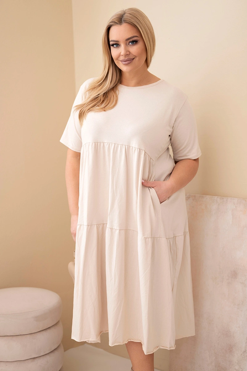 Дамска рокля с големи размери от памук Kesi Włoski с волани