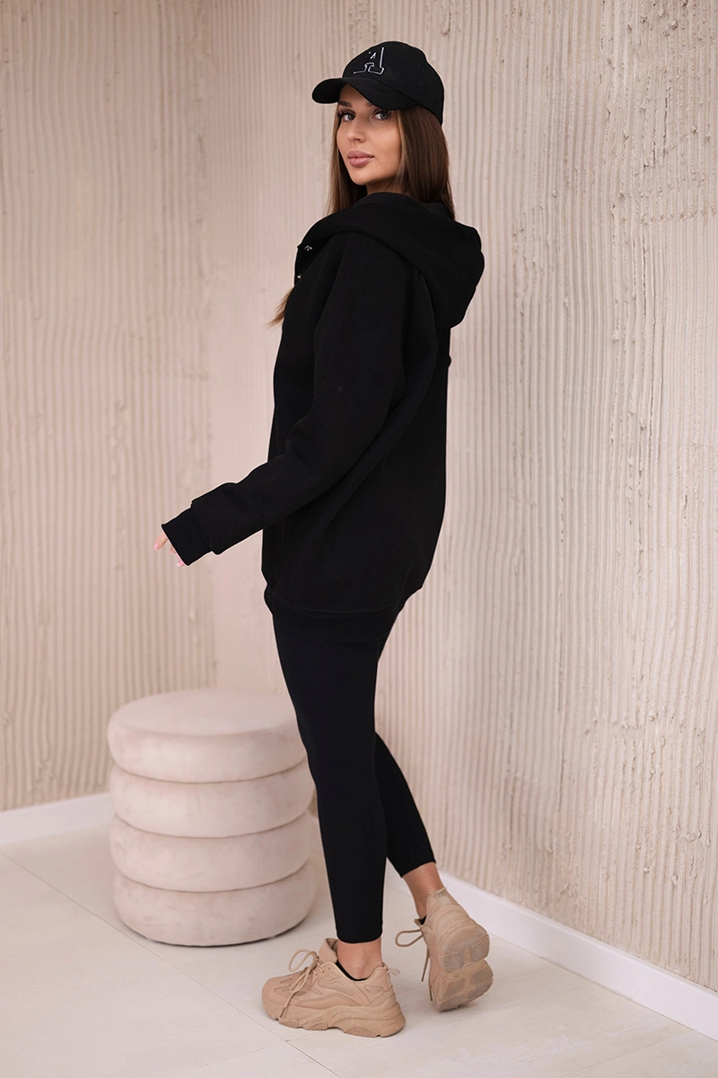 Set of 3in1 sweatshirt, top and leggings in black color