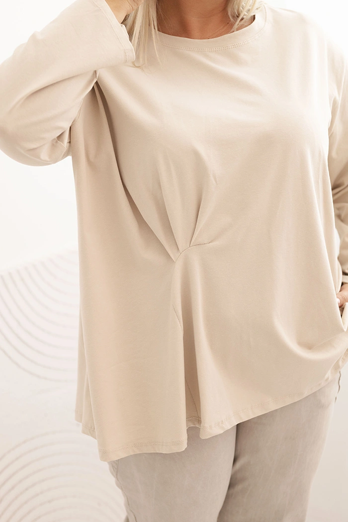 Kesi Włoski Dámska blúzka Plus Size z bavlnou s vreckom a zrolovaným rukávom kiwi