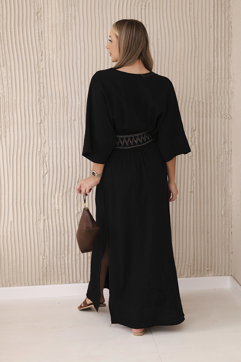 Kesi Włoski Muslin dress with embroidery at the waist black