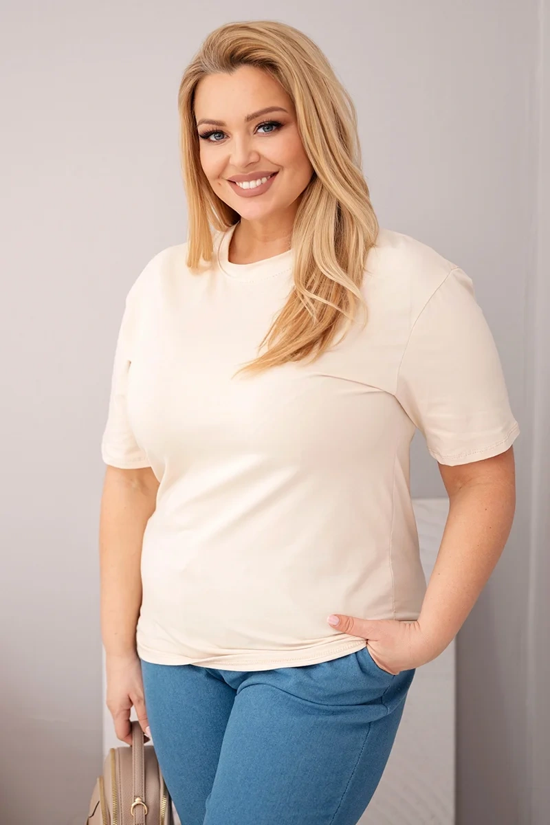 Plus size bavlnené tričko béžové