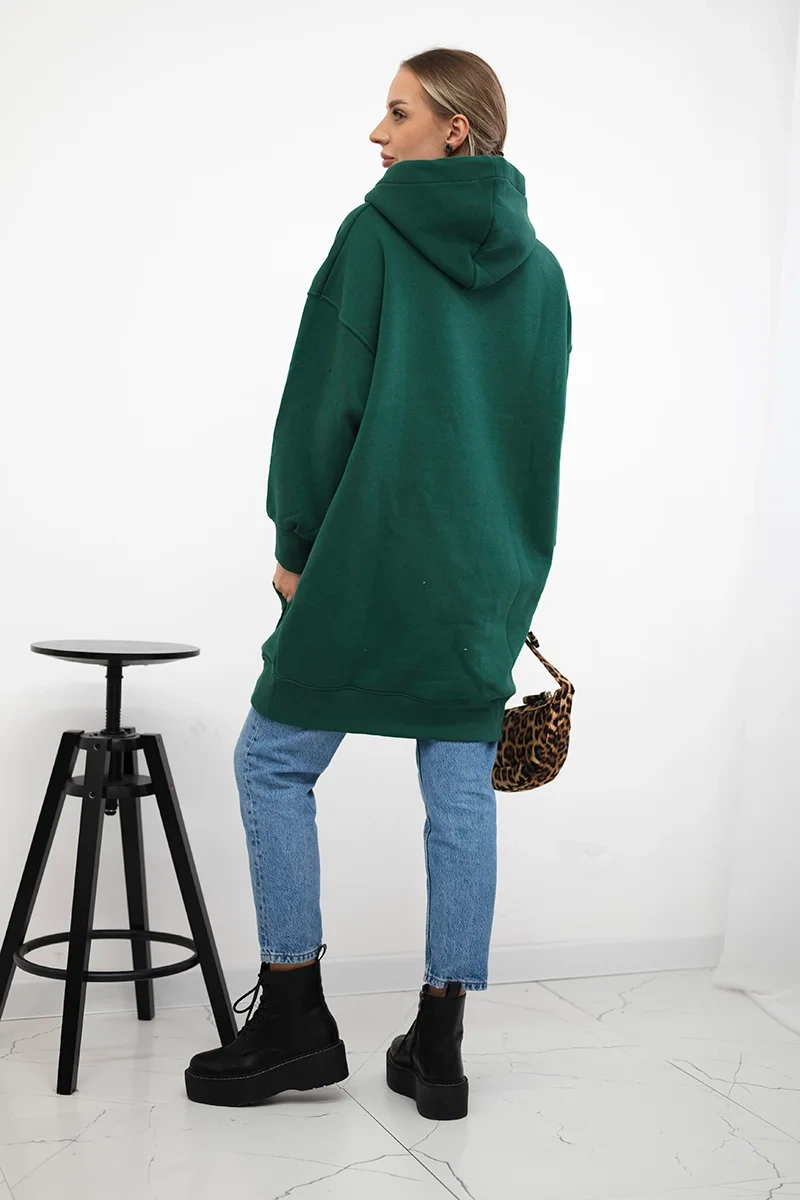 Insulated sweatshirt with embroidered oversize dark green inscription