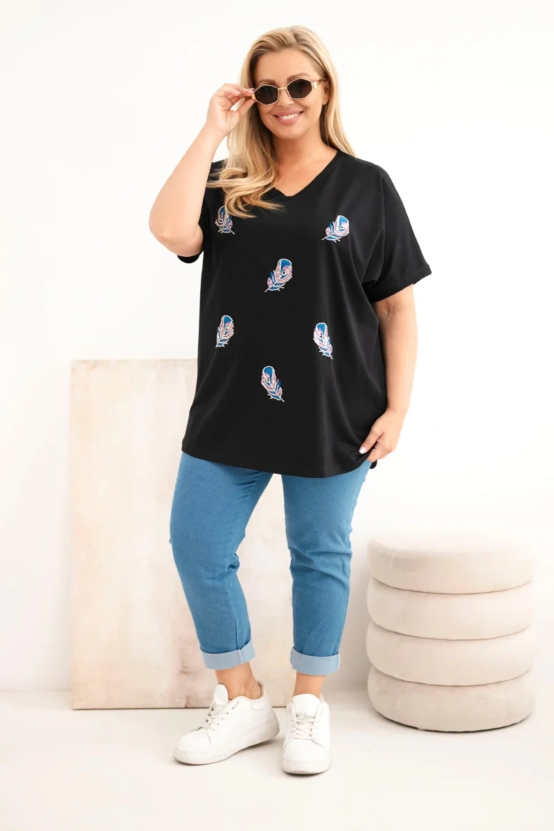 Dámska Plus Size blúzka s pierkovými aplikáciami