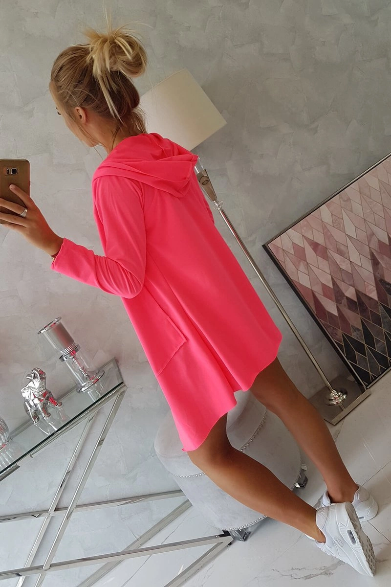 Cape with loose hood pink neon color