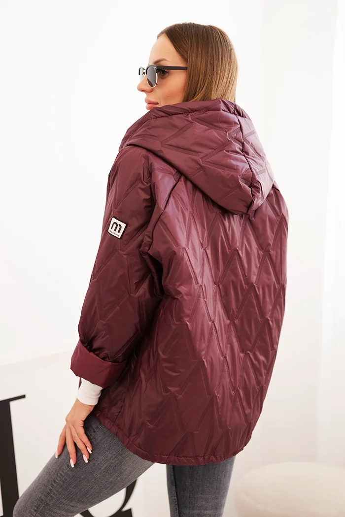 Kesi Włoski Women's quilted jacket with a hood plum
