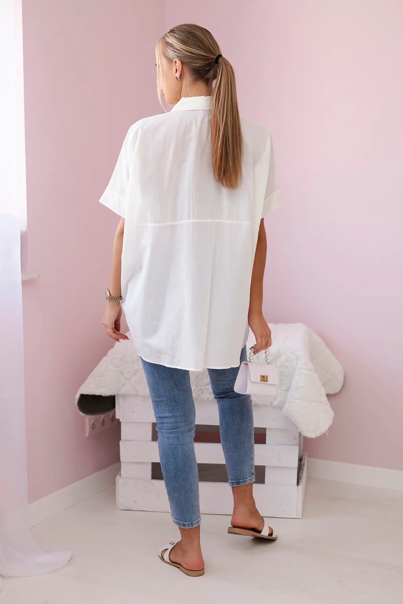 Cotton ecru shirt with short sleeves