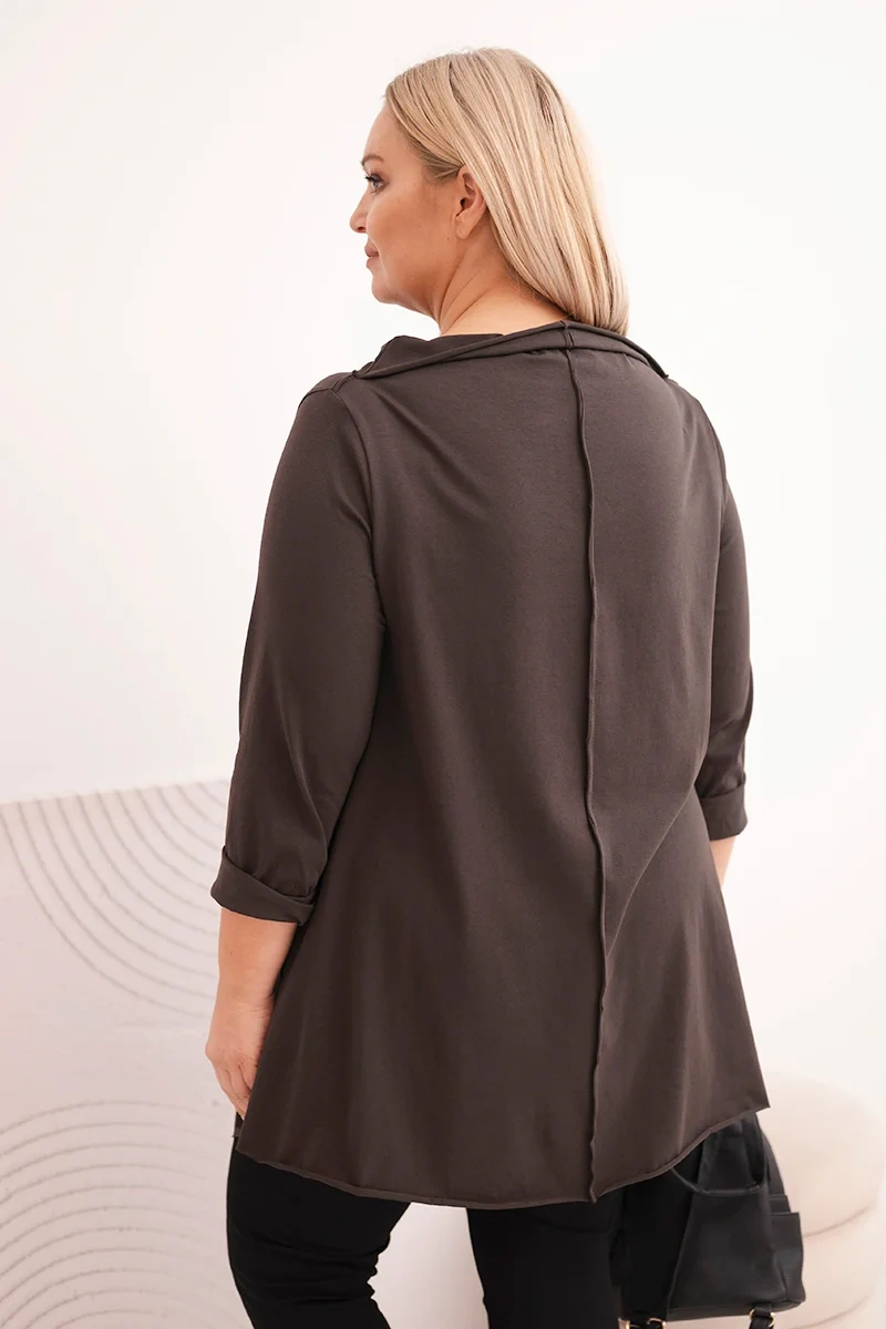 Asymetrická blúzka Plus Size s vyhrnutými rukávmi