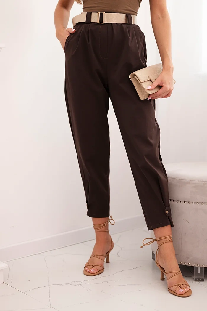 Kesi Włoski Summer Punto trousers with leg closure brown