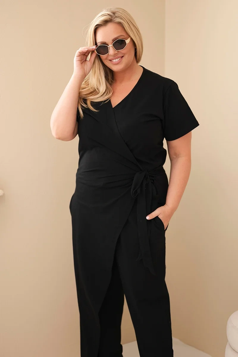 Kesi Dámsky plus size overal s viazaním