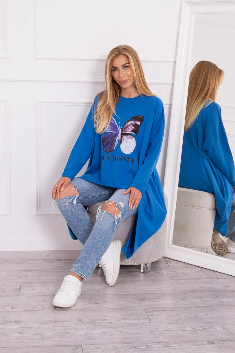 Blouse with oversize print purple blue