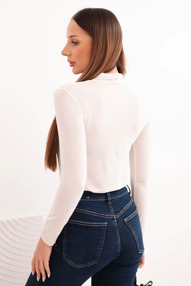 Kesi Włoski Women's cashmere turtleneck long sleeve blouse light beige