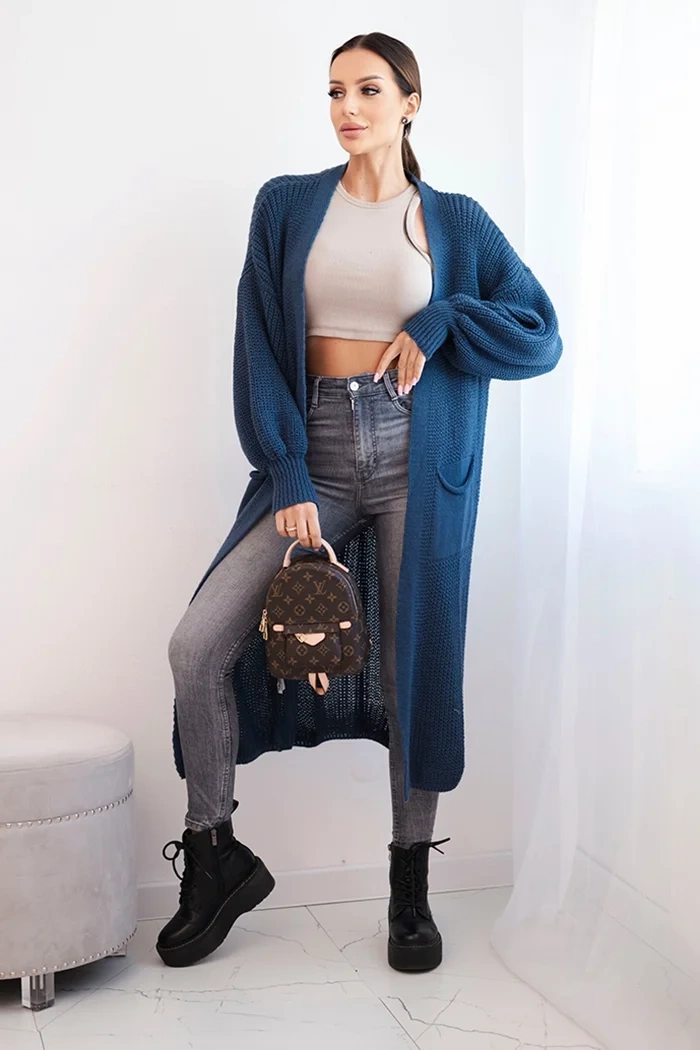 Kesi Włoski Long cardigan sweater dark denim