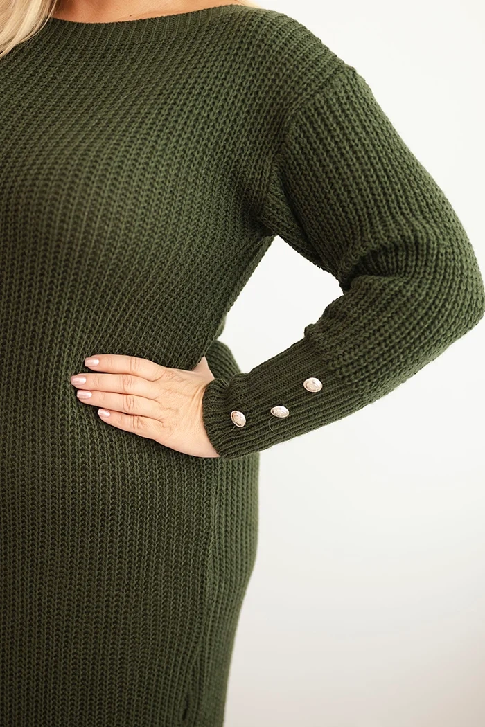 Kesi Włoski Women's Plus Size Sweater Dress with Mohair khaki