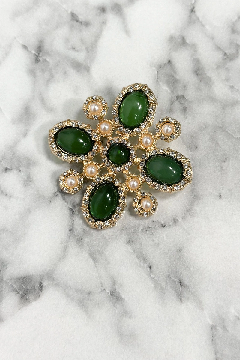 Floral brooch 2 green