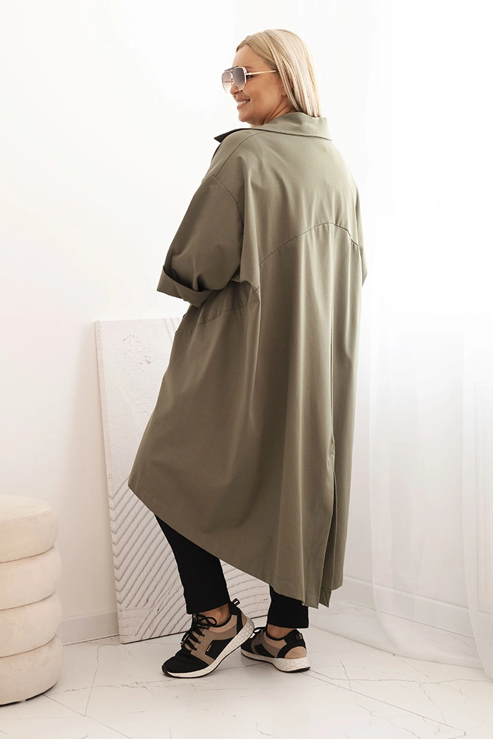 Kesi Włoski Plus Size women's Punto cardigan with cotton and buttons khaki