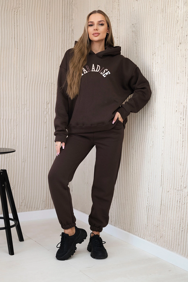 Cotton set with embroidered Paradise brown inscription