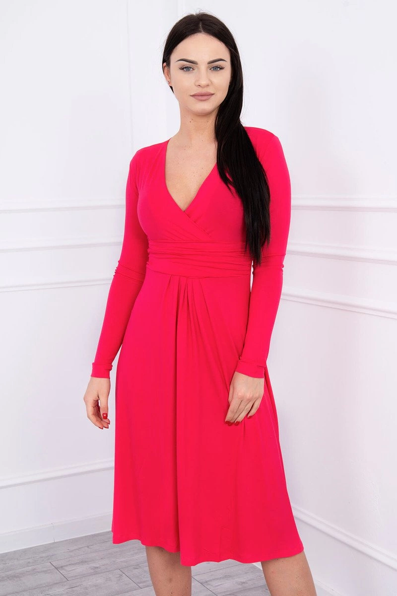 marka niezdefiniowana Dress cut under the bust, long sleeve fuchsia