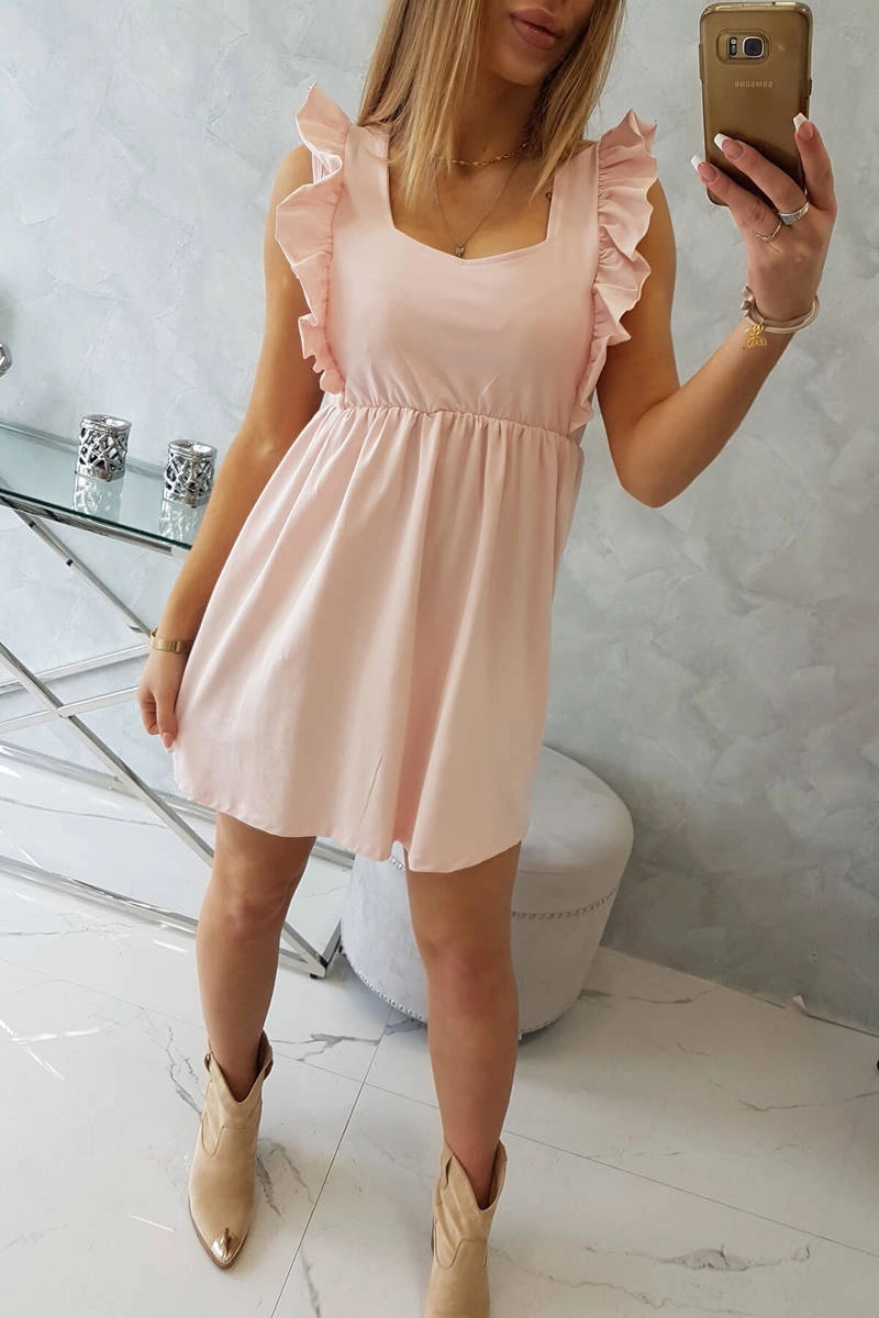 Dress with ruffles on the sides powder pink
