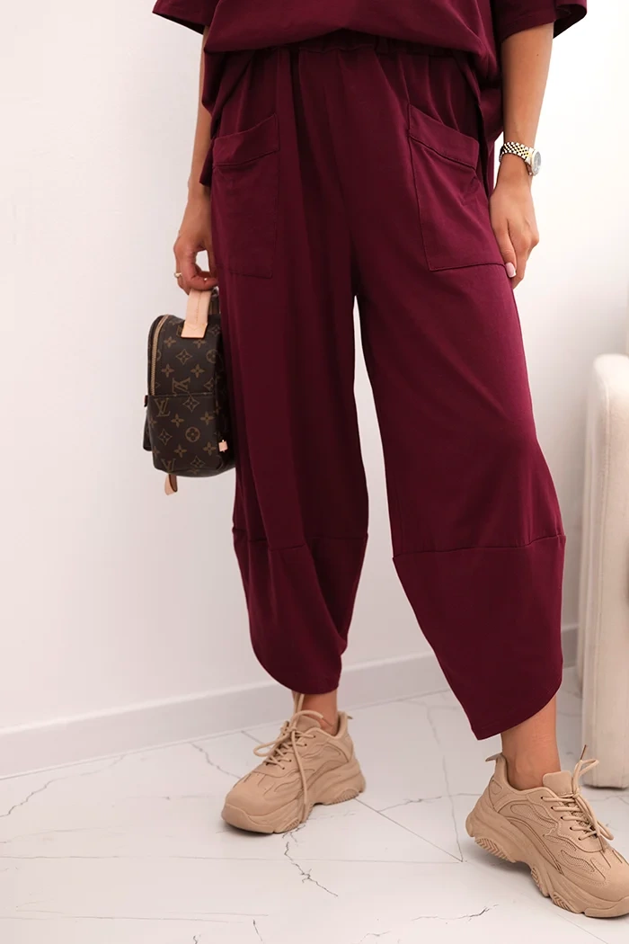 Kesi Włoski Cotton set blouse + trousers plum