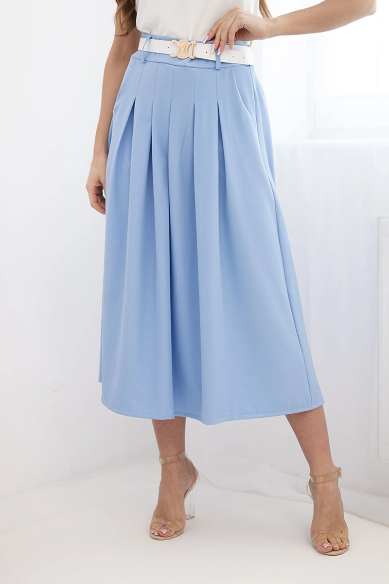Kesi dámská midi sukně s pasem a sklady modrá