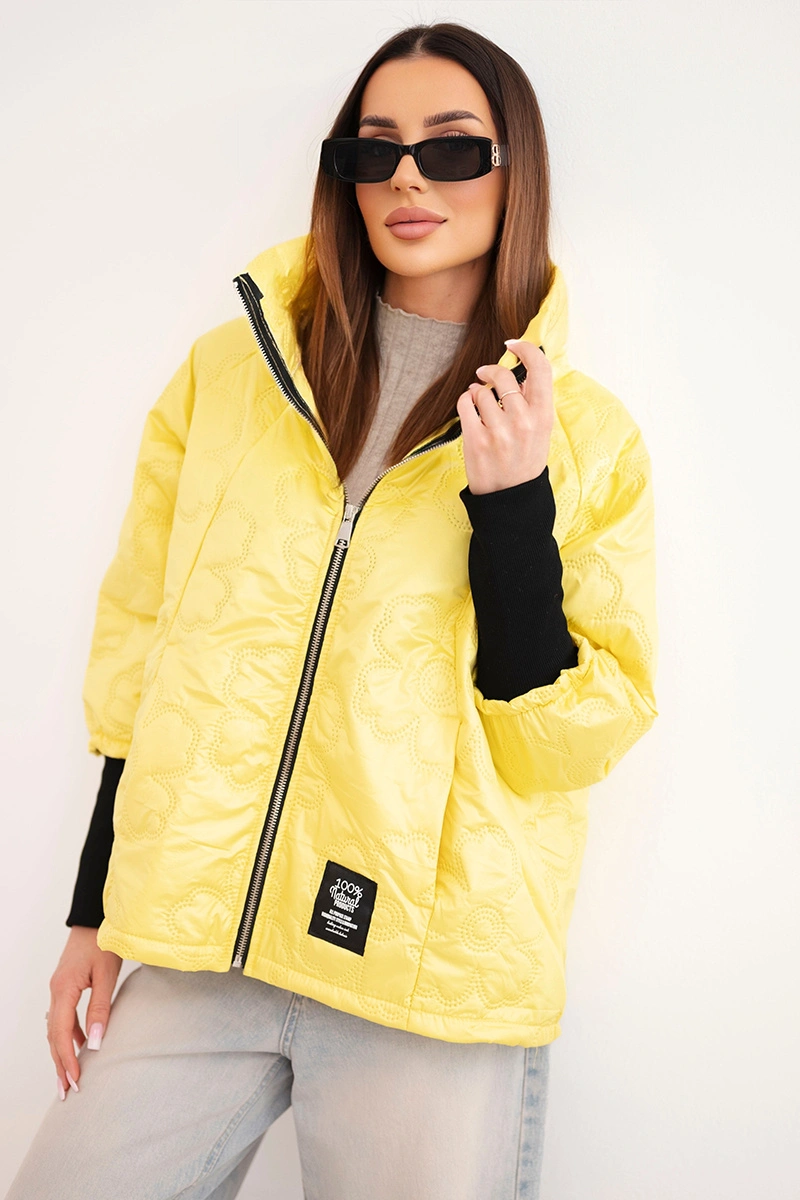 Дамско ватирано яке Kesi с цип, жълто