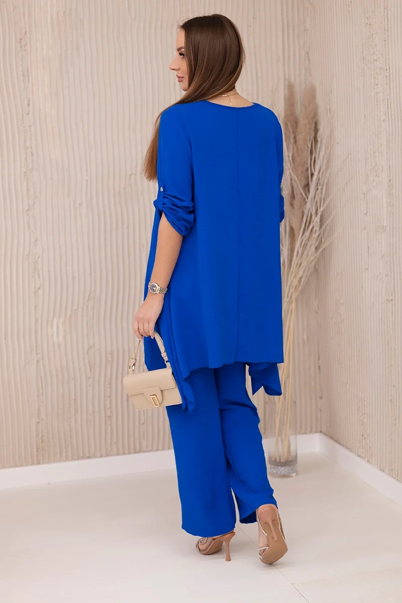 Set blouse + trousers with pendant cornflower blue