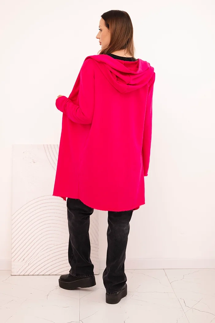 Kesi Women's cotton hoodie with an elongated front fuchsia