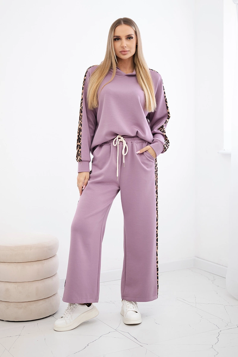 Kesi Włoski Viscose set with leopard stripes dark pink