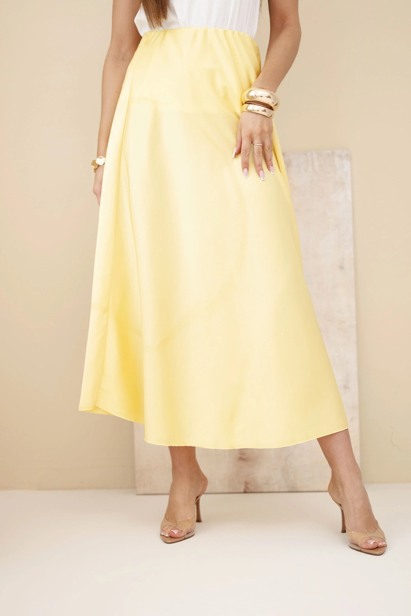 Жълта вискозна пола с А-силует Kesi