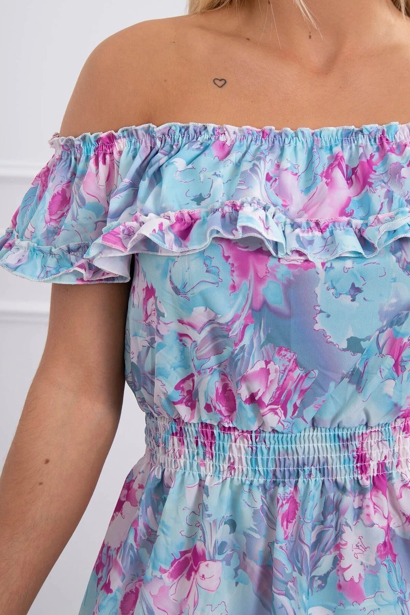 Floral off-the-shoulder mint dress