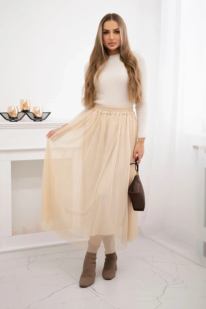 Włoski Tulle skirt beige