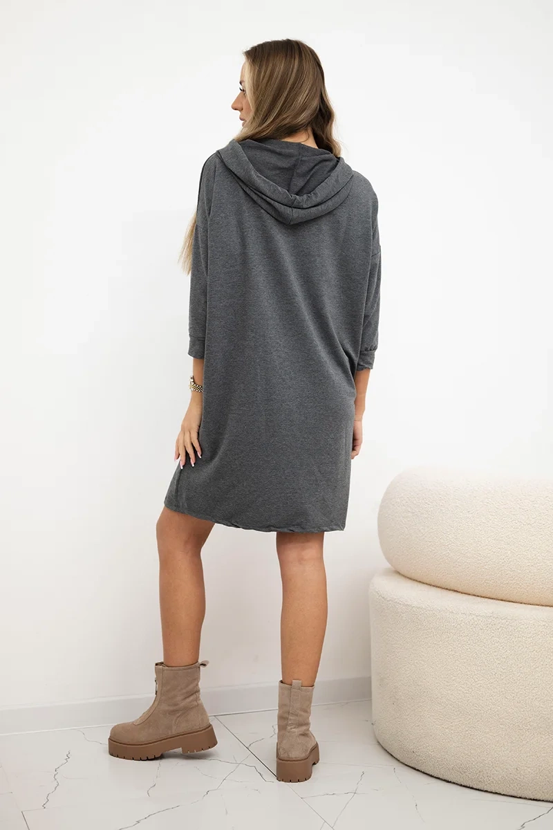 Graphite dress with hood