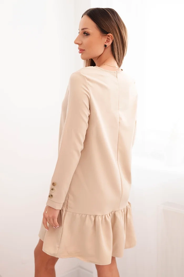 Dress with ruffle beige