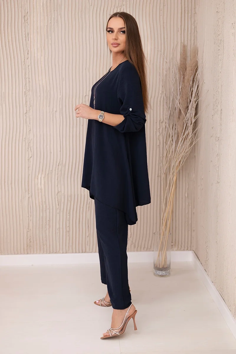 Kesi Włoski Set of blouse + pants with pendant navy blue