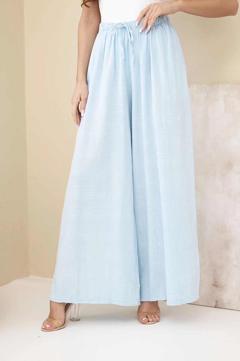 Дамски широки памучни панталони Kesi с еластична талия