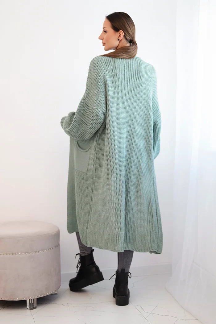 Kesi Włoski Long cardigan light mint sweater