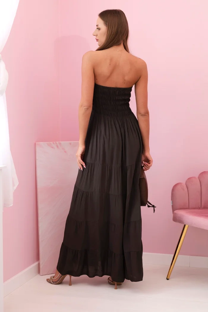 Kesi Włoski Women's viscose dress with elastic top brown