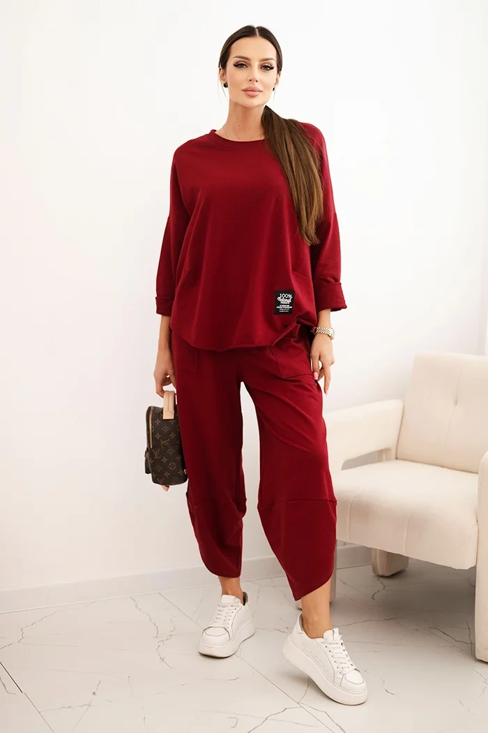 Kesi Włoski Cotton set sweatshirt + pants dark burgundy