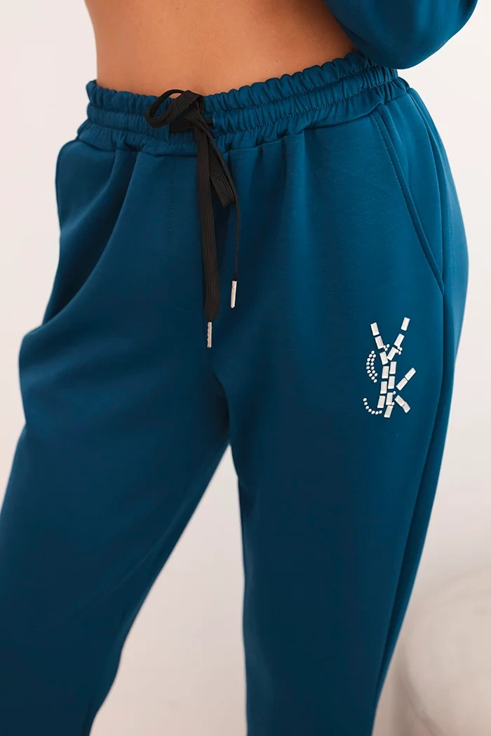 Kesi Włoski Women&#039;s set with viscose, decorated and with elastic trousers, teal