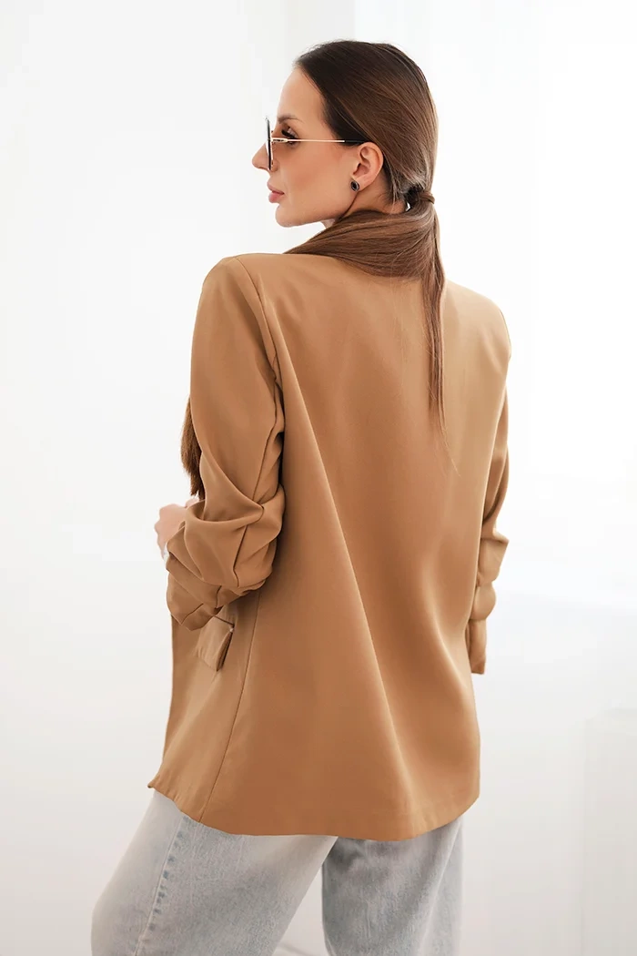 Kesi Włoski Elegant blazer with lapels dark camel