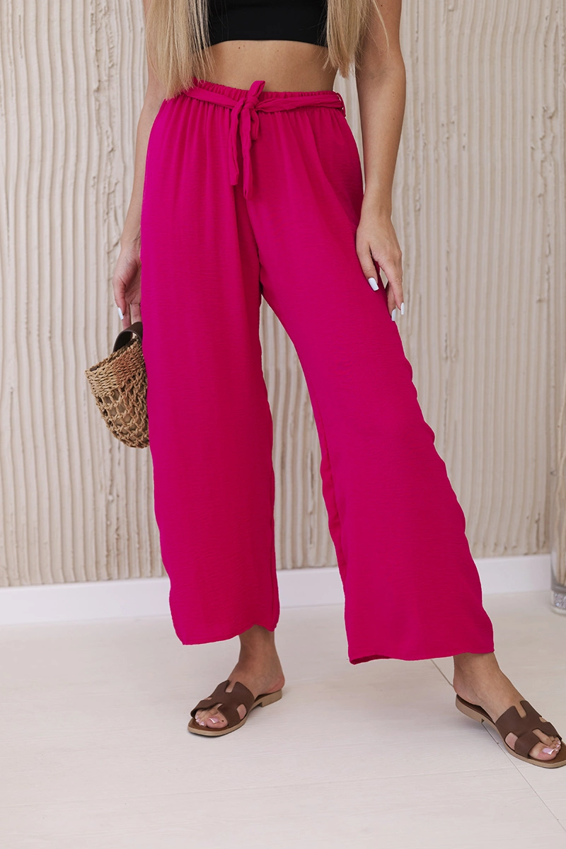 Fuchsia-coloured wide-waisted trousers