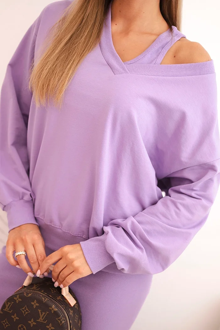Blouse + ribbed dress set - purple