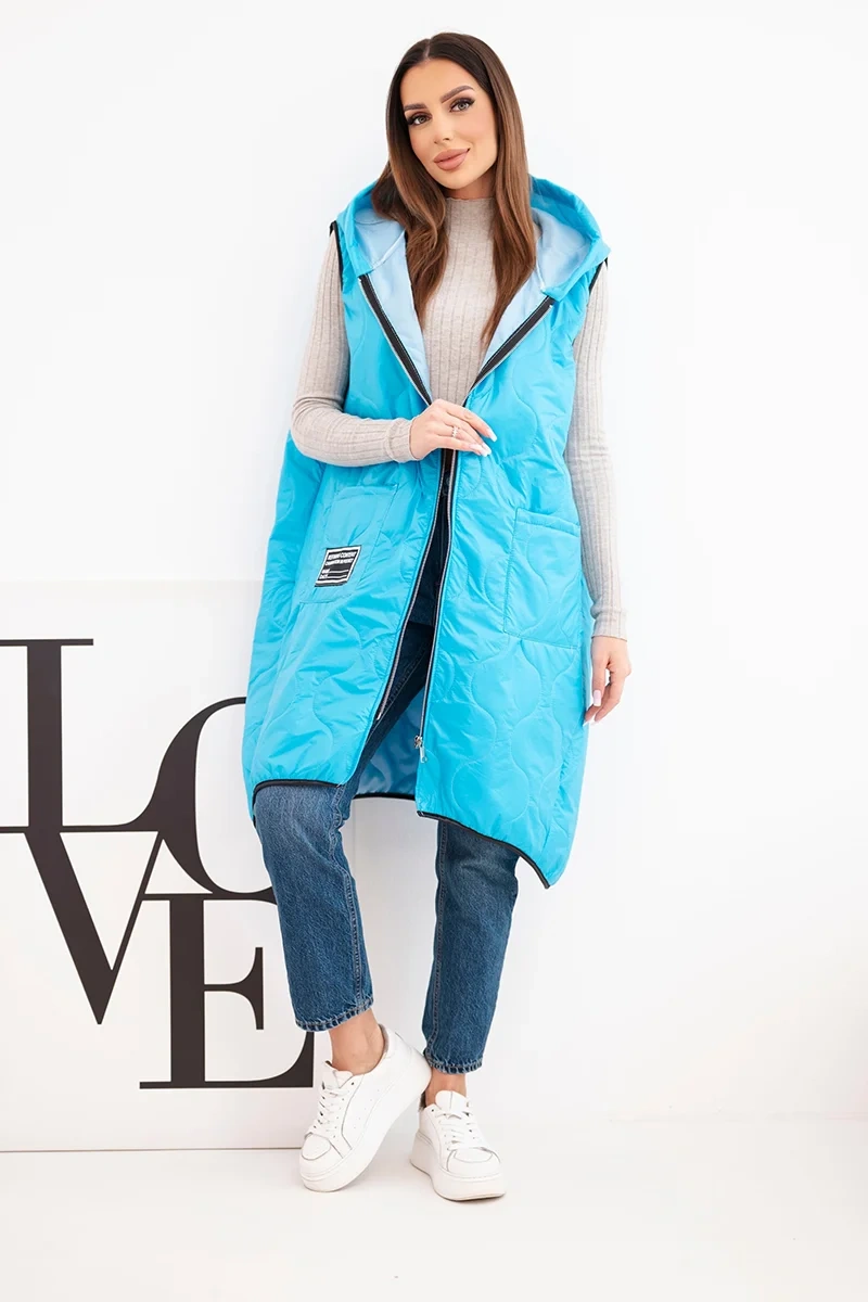 Kesi dámska prešívaná Plus Size vesta s kapucňou